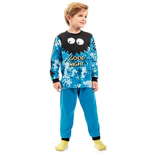 Pijama Infantil Para Menino Azul Em Algodão Kamylus Tam 06 Anos