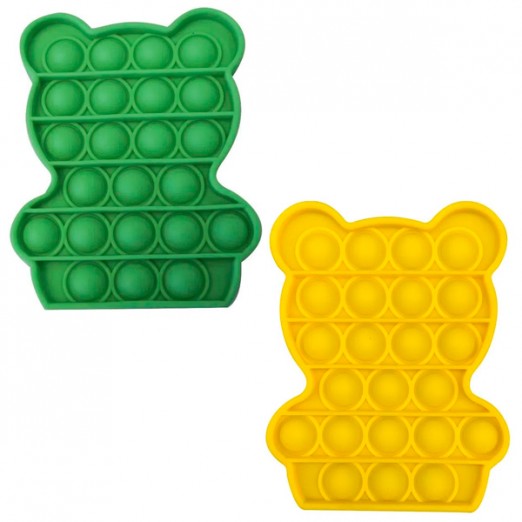 Brinquedo Pop It Colorido Forma de Urso Verde Ou Amarelo Pura Diversão