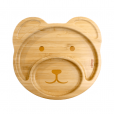 Prato de Bambu Infantil Divisória e Ventosa Urso Clingo