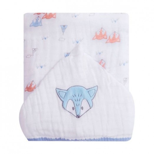 Toalhão de banho soft premium com capuz bordado raposa papi