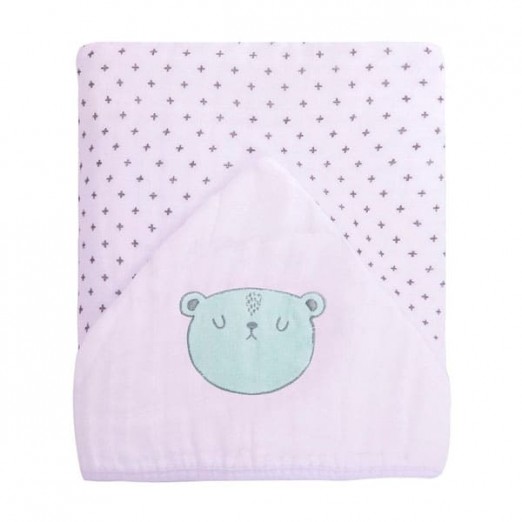 Toalhão de banho soft premium com capuz bordado urso papi