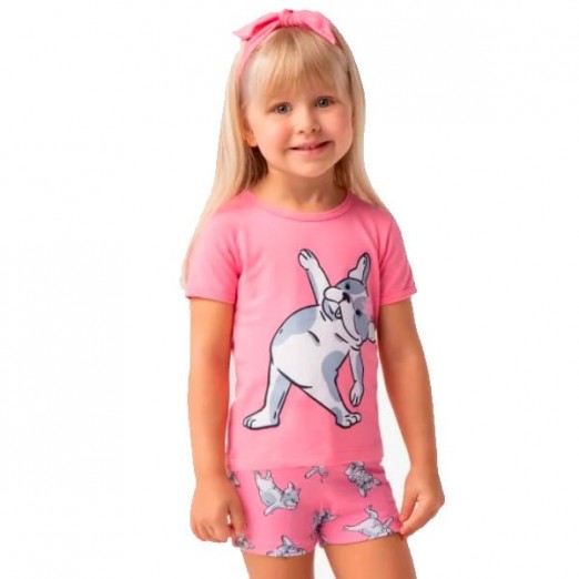 Pijama Curto Infantil Feminino 6 Anos  Yoga Dog Dedeka