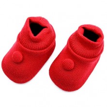 Sapato Bebê Tricô Vermelho Pimpolho RN Com Caixa Presenteável 