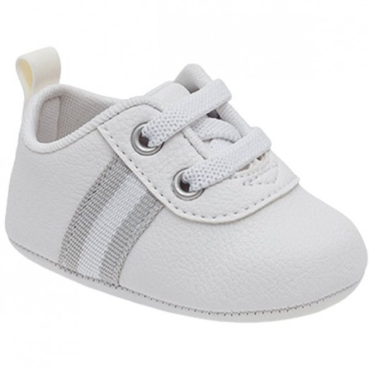 Sapato Bebê Fase 01 Tamanho 02 Branco e Cinza Pimpolho