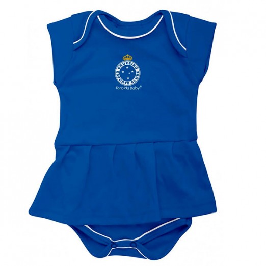 Vestido Body Bebê Para Menina Cruzeiro Azul Com Laço Torcida Baby Tam P