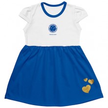Vestido Infantil Canelado Cruzeiro Azul e Branco Torcida Baby 04 A