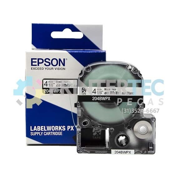 FITA EPSON LABELWORKS LW-700 / LW-900 4MM PRETO EM BRANCO